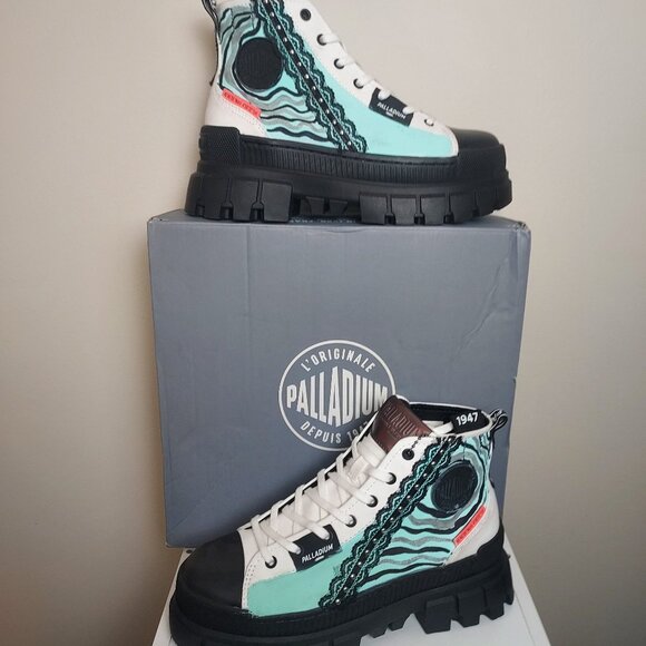 Custom Palladium "Spiraling Revolt Hi" sneakers. - Picture 1 of 6